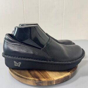 Alegria by PG Lite Black Leather Slip On Clogs Comfort Shoes Women's Size 39